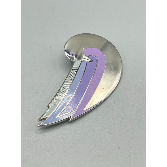Laurel Burch Pin Brooch Celestial Dove Silver Tone Purple Enameled Bird - Picture 3 of 7